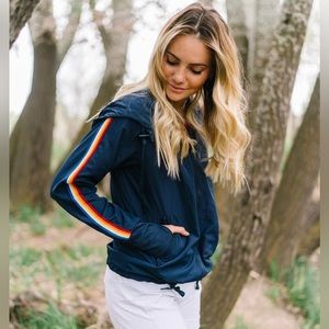 ZYIA Navy Rainbow Bomber Jacket 🌈 Size XXL